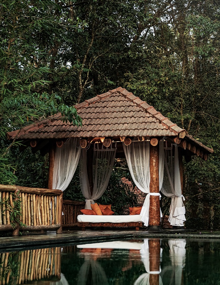 Stone Lodges Forest Pool Gazebo Pavilion